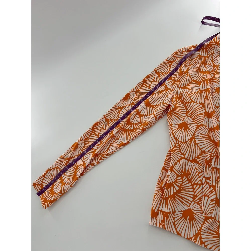 Tommy Bahama Golf Tennis Full Zip Jacket Orange White Shell Print Womens Active